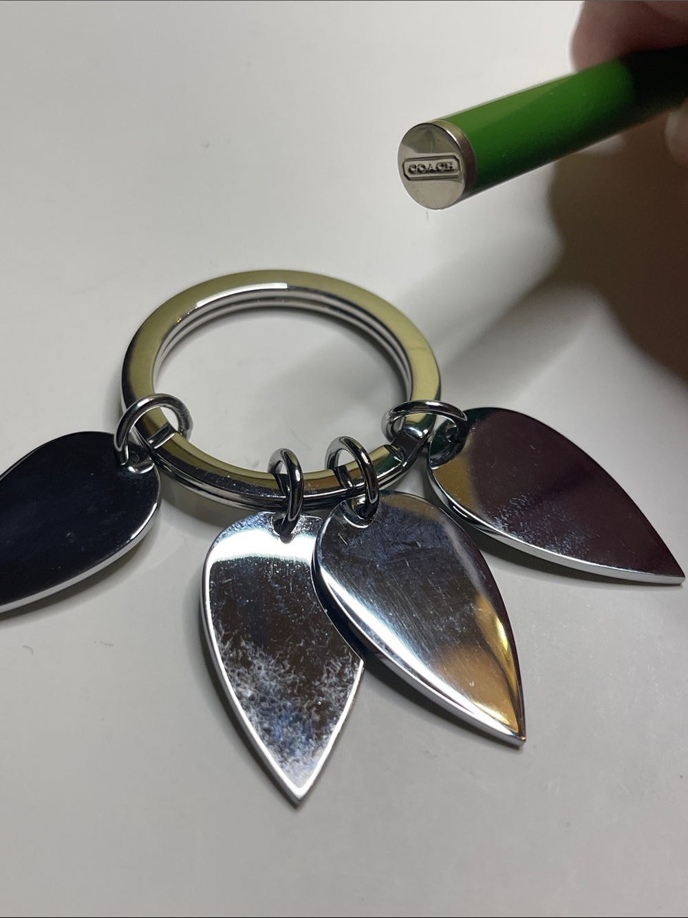 COACH Green Enamel Leaf Keyring and Coach Pen - Picture 5 of 7